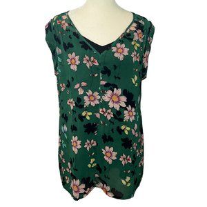 Like new Cabi Green Floral Sleeveless Blouse Style 3619 Size Small